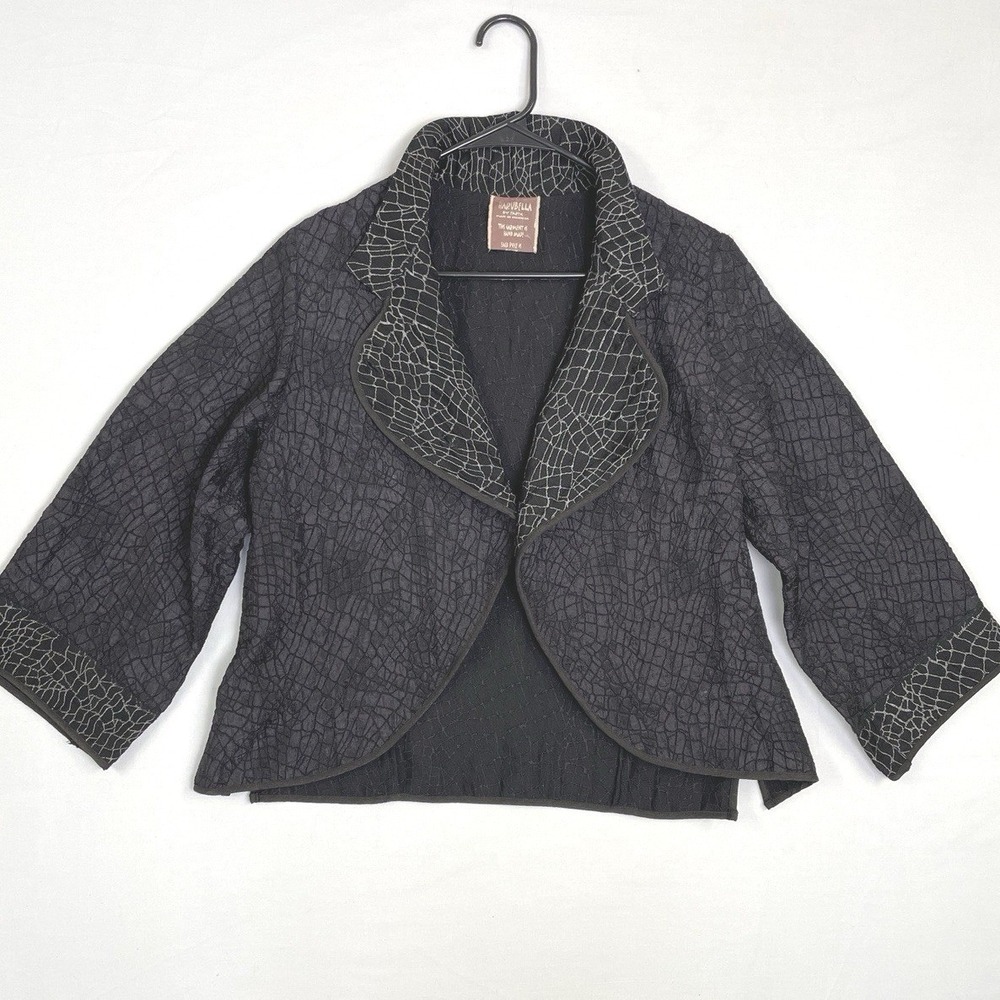 Harubella‎ by Exotic Abstract Lightweight Womens Open Face Jacket Black Print XL